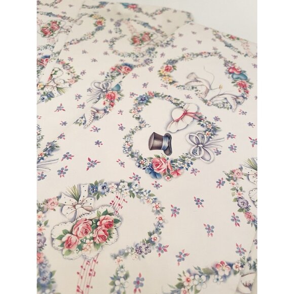 Vintage Wedding Gift Wrap 3 Sheets 39x27” Wrapping Paper Bridal Shower Doves - Picture 1 of 4